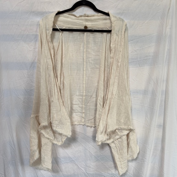 Free People FP One Azalea Kimono - Crinkly Boho Cream Blouse - Bohemian Top - Picture 10 of 13